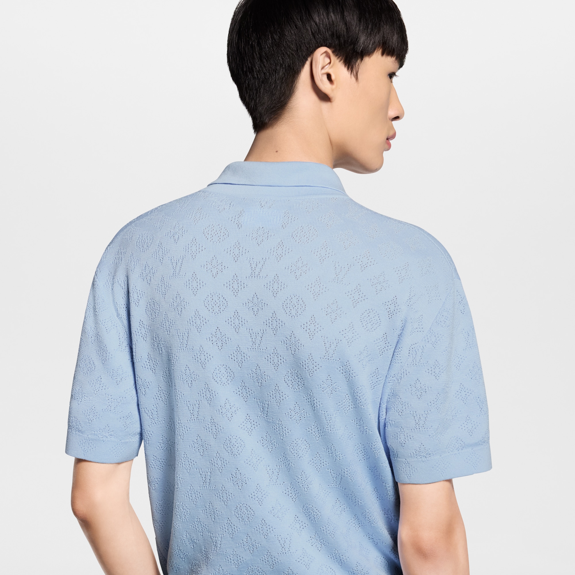 Monogram Pointelle Short-Sleeved Polo Shirt - Ready-to-Wear